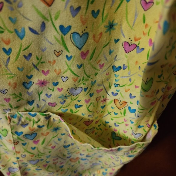 Women's Medium Scrub H.Q. Yellow Heart Print Long Sleeve Scrub Top - Picture 10 of 13